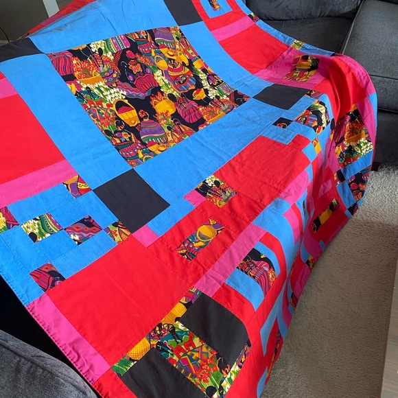 Handmade Other - Colorful Patchwork Quilt Throw EUC